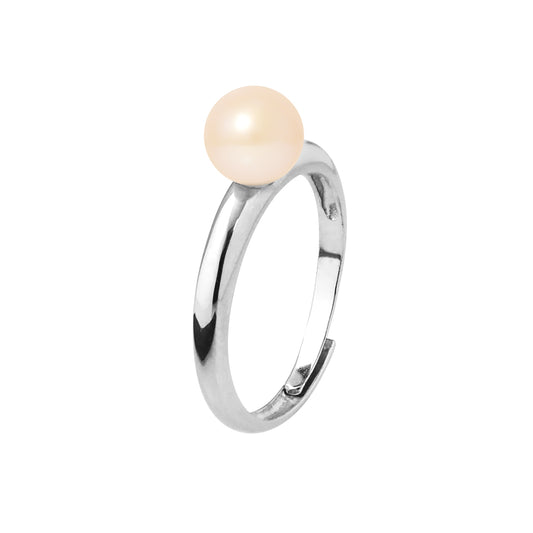 PERLINEA- BagueJonc- Perle de Culture d'Eau Douce - Diamètre 6-7  mm  Rose- Bijou Femme- Argent 925 Millièmes