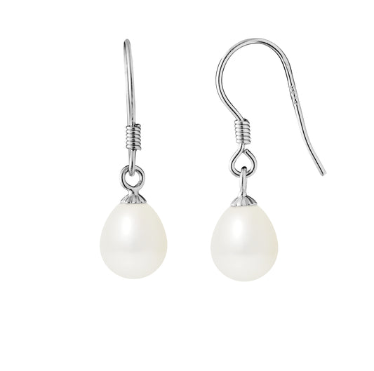 PERLINEA- Boucles d'Oreilles- Perles de Culture d'Eau Douce Blanc- Bijou Femme- Argent 925 Millièmes