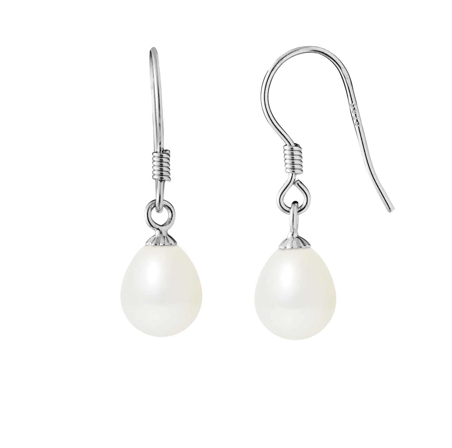 PERLINEA- Boucles d'Oreilles- Perles de Culture d'Eau Douce Blanc- Bijou Femme- Argent 925 Millièmes