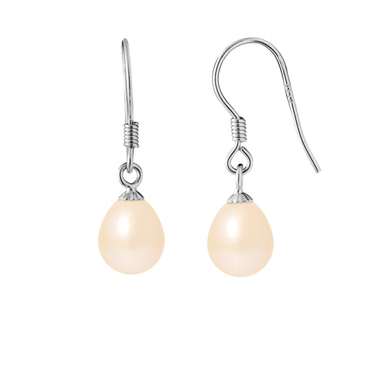 PERLINEA- Boucles d'Oreilles- Perles de Culture d'Eau Douce Rose- Bijou Femme- Argent 925 Millièmes